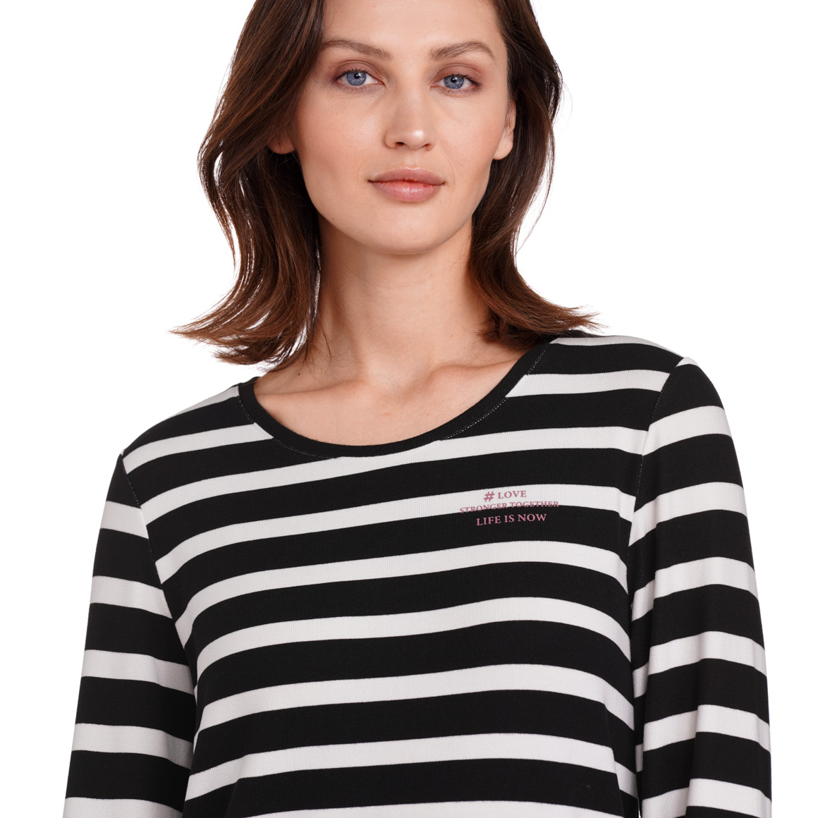 Gina Benotti Damen Langarmshirt mit Tunnelzug schwarz / weiss