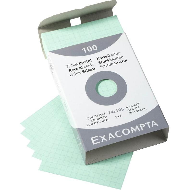 Étui de 100 fiches - bristol quadrillé 5x5 non perforé 74x105mm