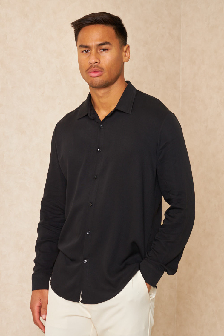 Chemise fluide manches longues noire