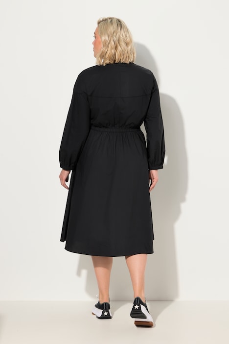 Utility-Kleid, A-Linie, Papertouch, Stehkragen, Langarm