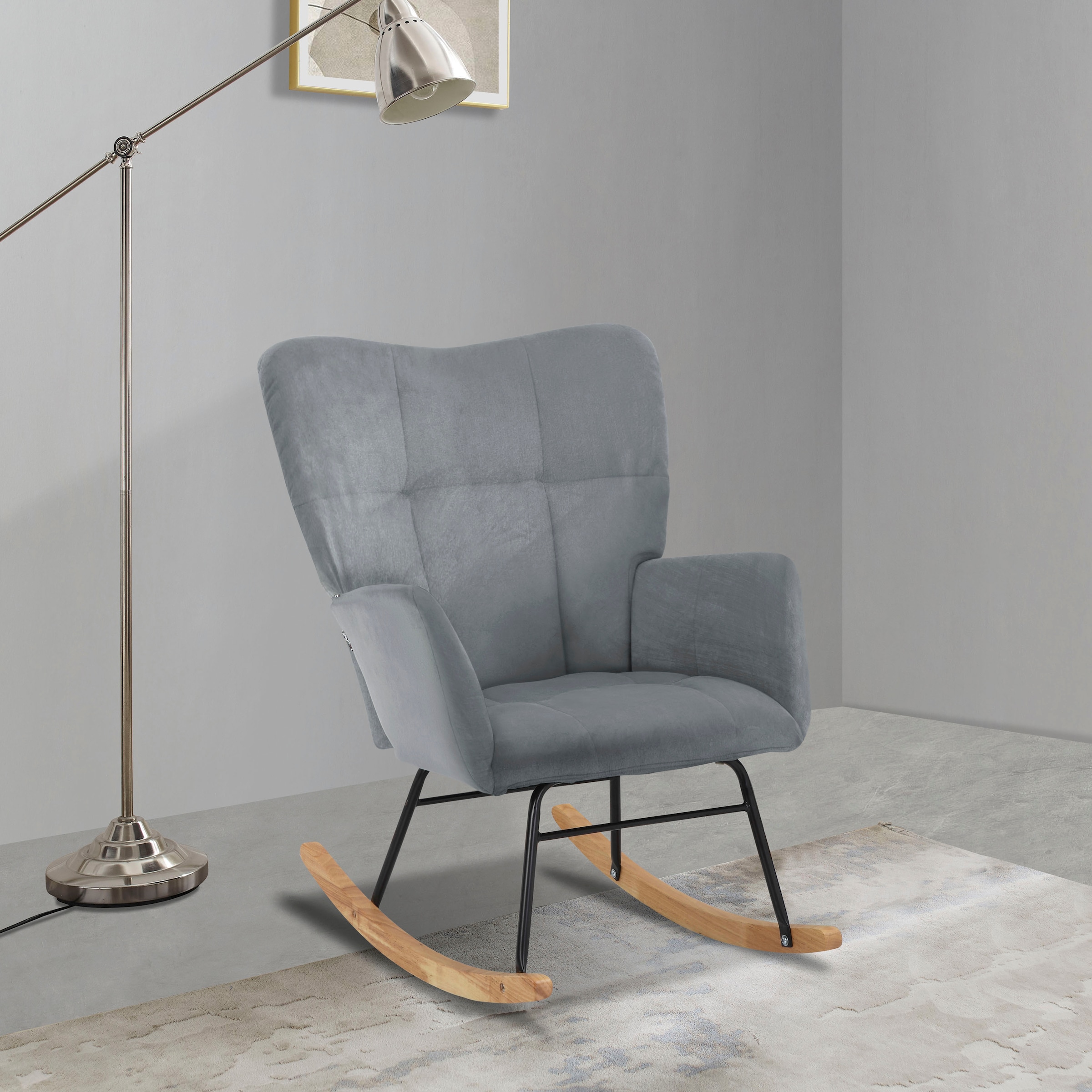 Home affaire Schaukelsessel »Anika, Ohrensessel Wohnzimmer mit Funktion,« 1 Stk. tlg. Sitz und Rücken gepolstert, Beine aus Metall und Holz, Sitzhöhe 48 cm