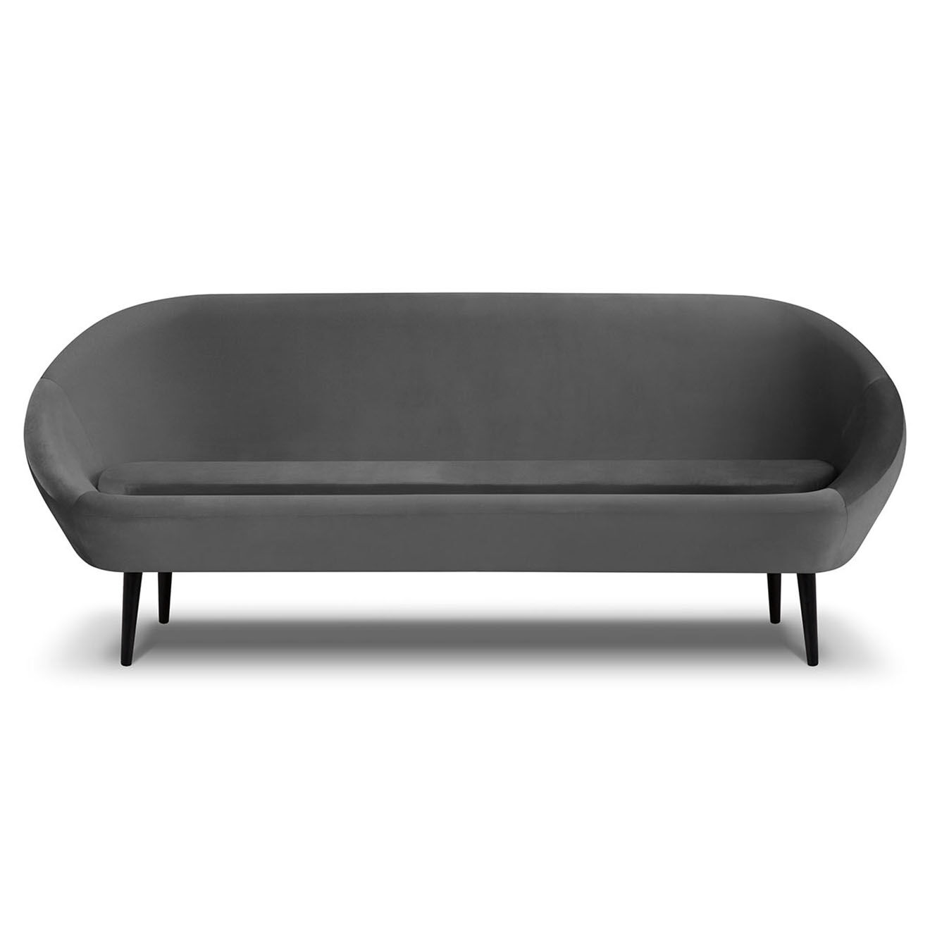 Mazzini Sofas Canapé velours petale 3 places gris foncé - 222x90x92 cm