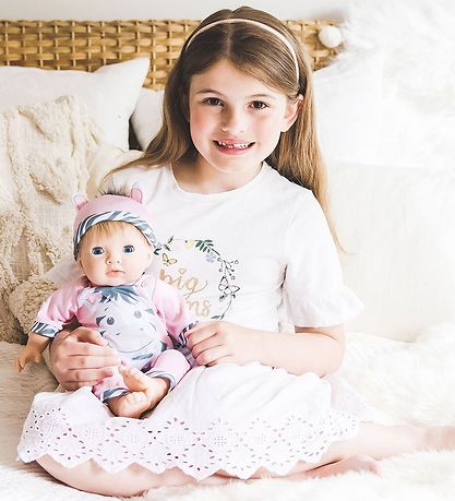 Tiny Treasures Puppe m. Blondes Haar - Zebra-Outfit