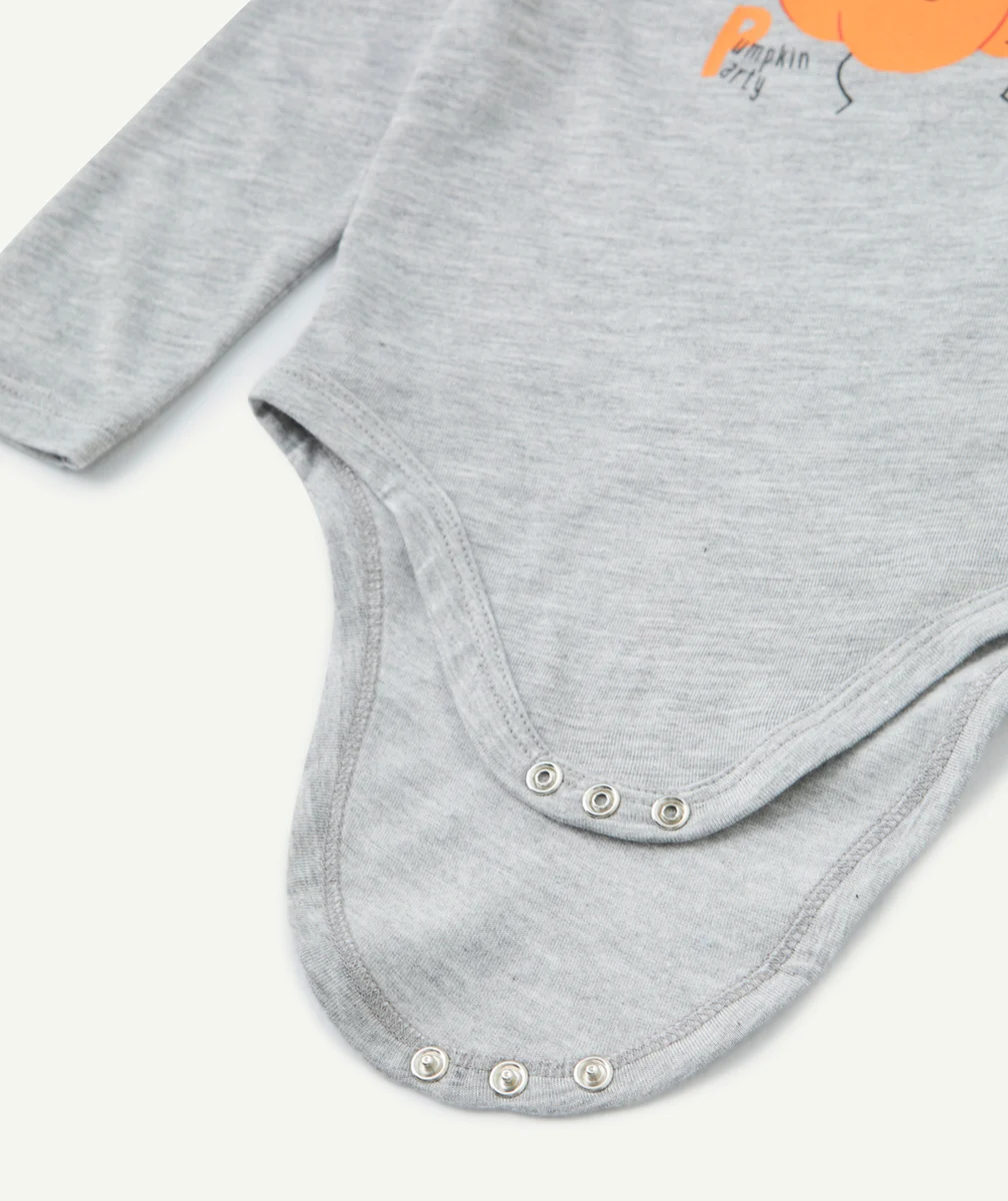 DAMARTBODY MANCHES LONGUES THERMOLACTYL GRIS CHINÉ AVEC MOTIF CITROUILLE