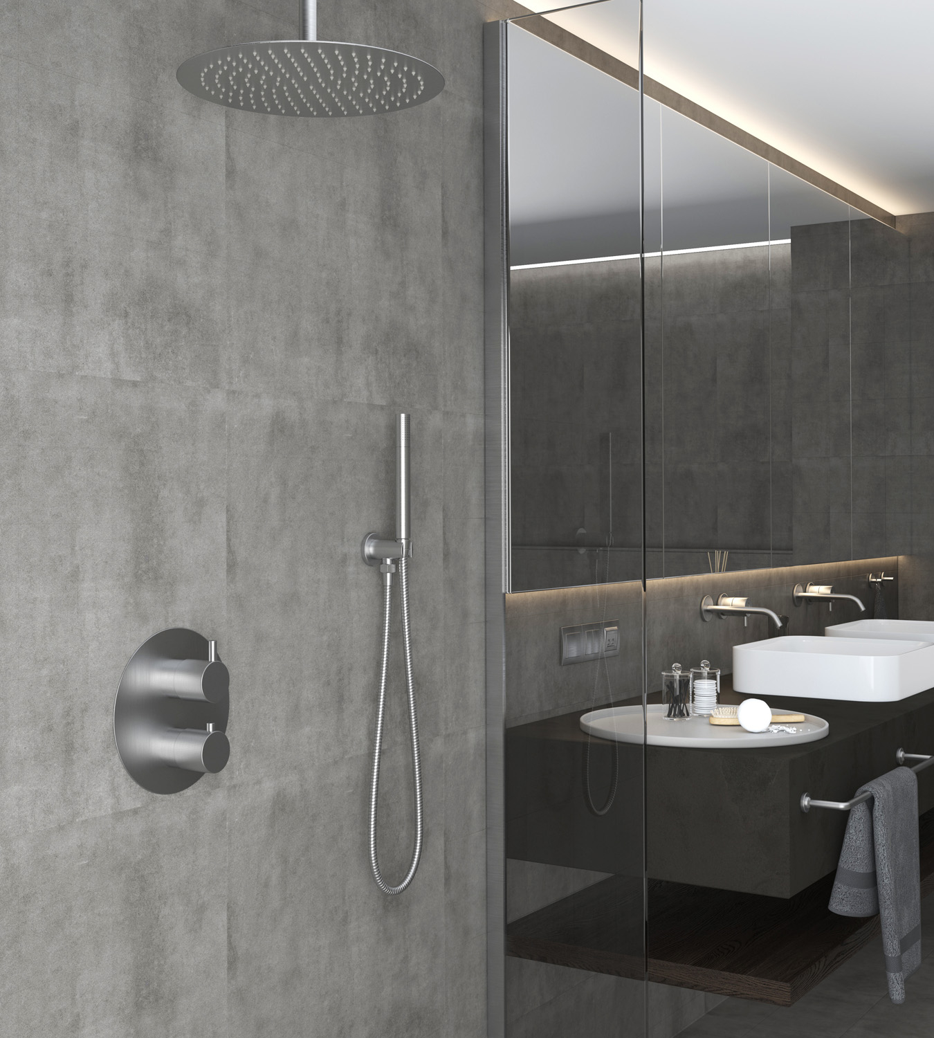 Saniclear Exclusive inbouw regendouche rond met 30cm hoofddouche en plafondarm RVS