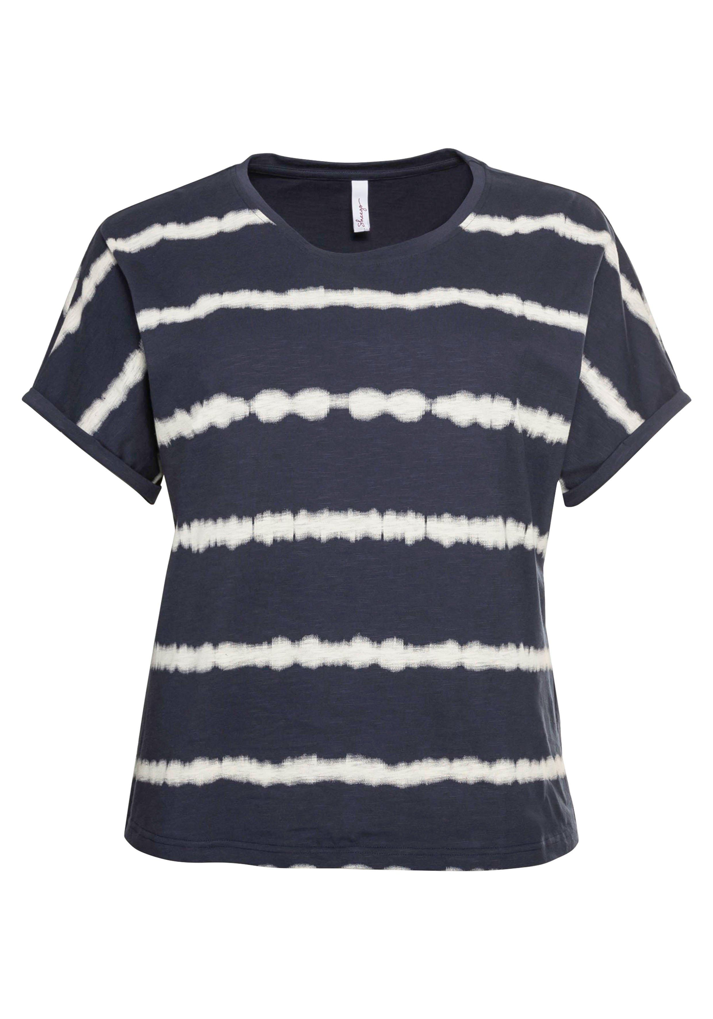 Shirt im Batik-Look, überschnittene Schultern
