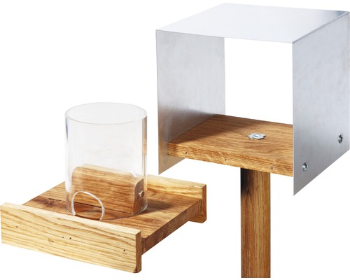 Eikenhouten voederhuisje met aluminium dak, 15x16x16 cm