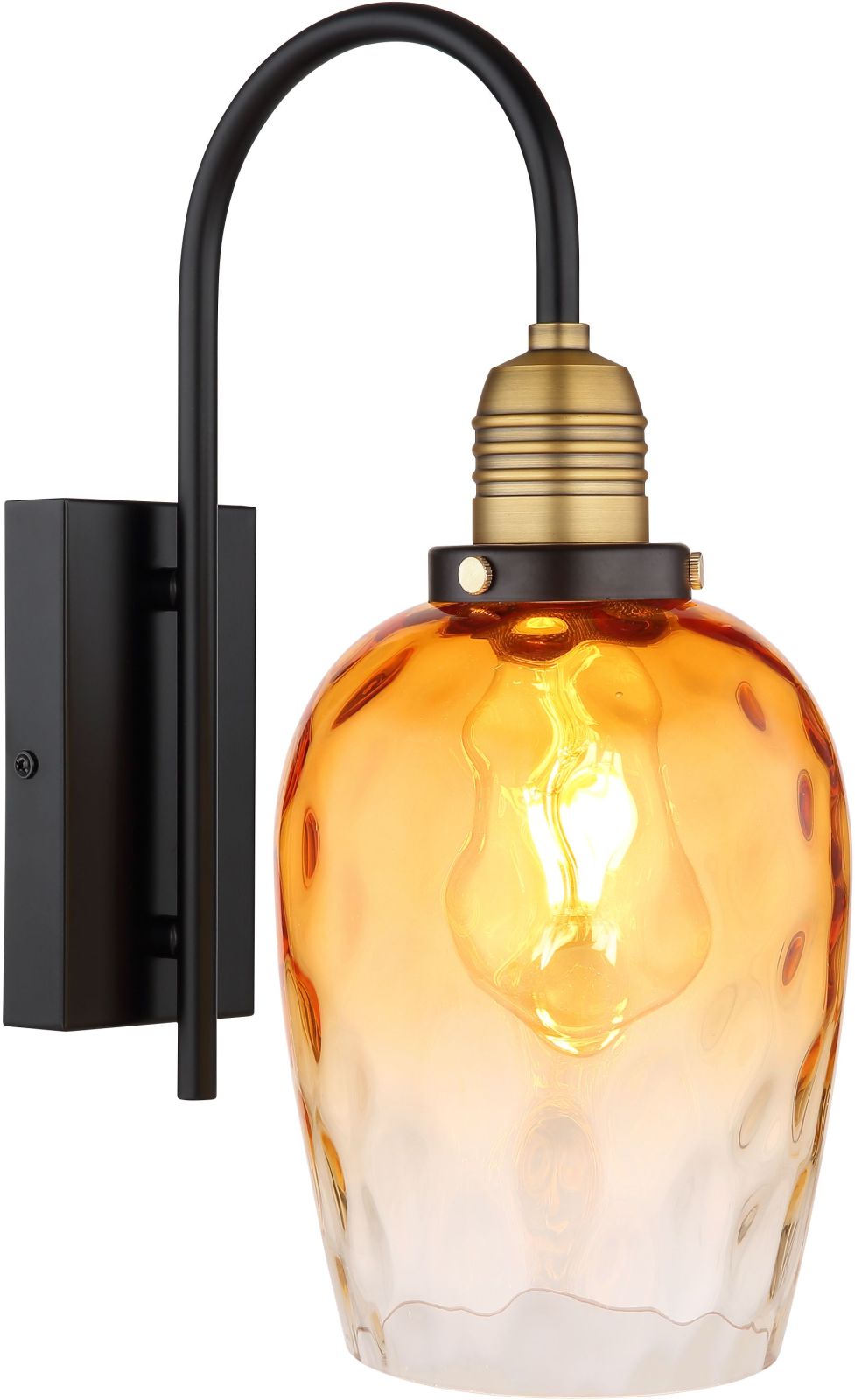 Wandleuchte - schwarz matt - amber - Glas