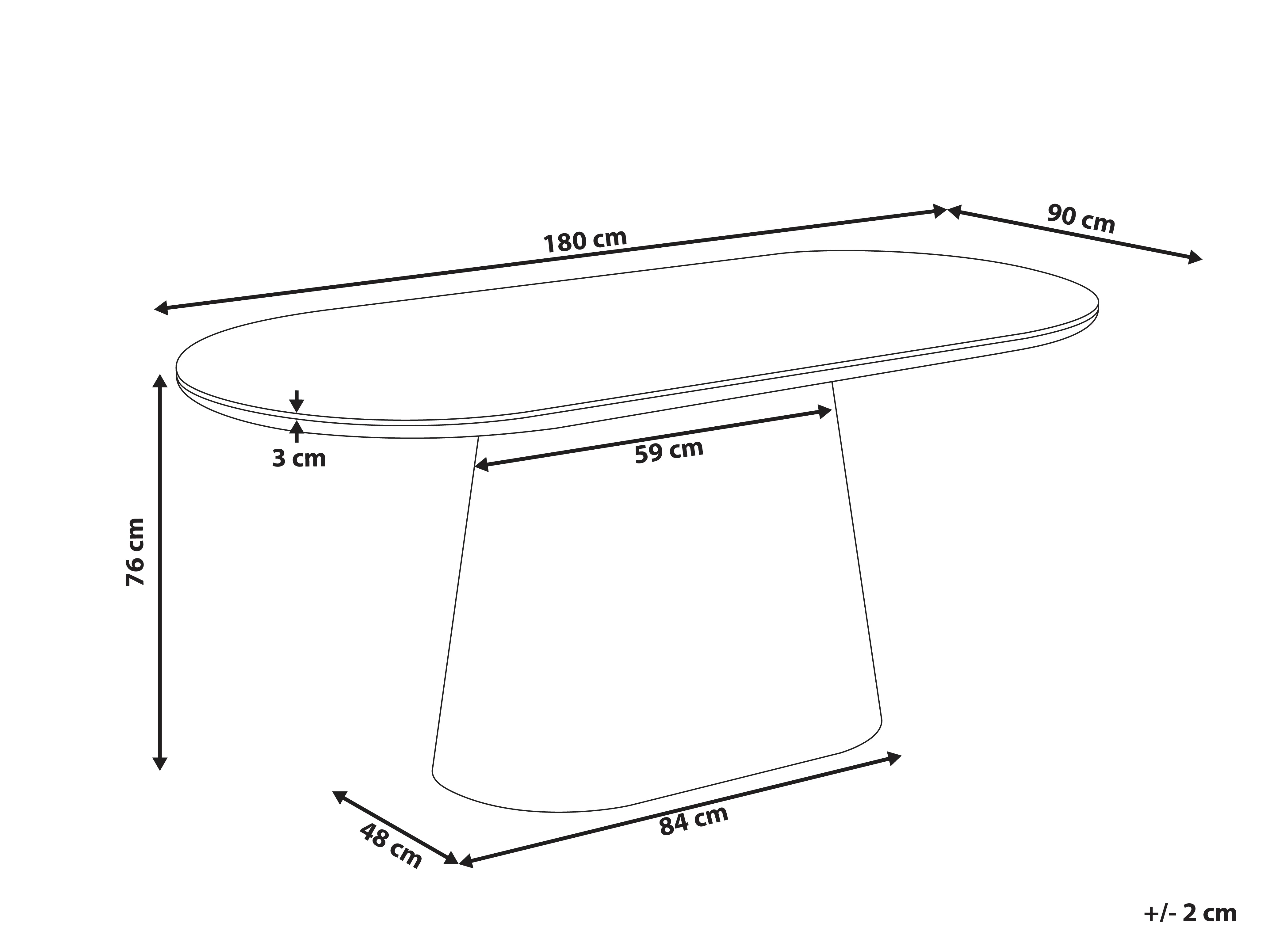 Eettafel LOCKHART Licht essenhout 90 cm 180 cm