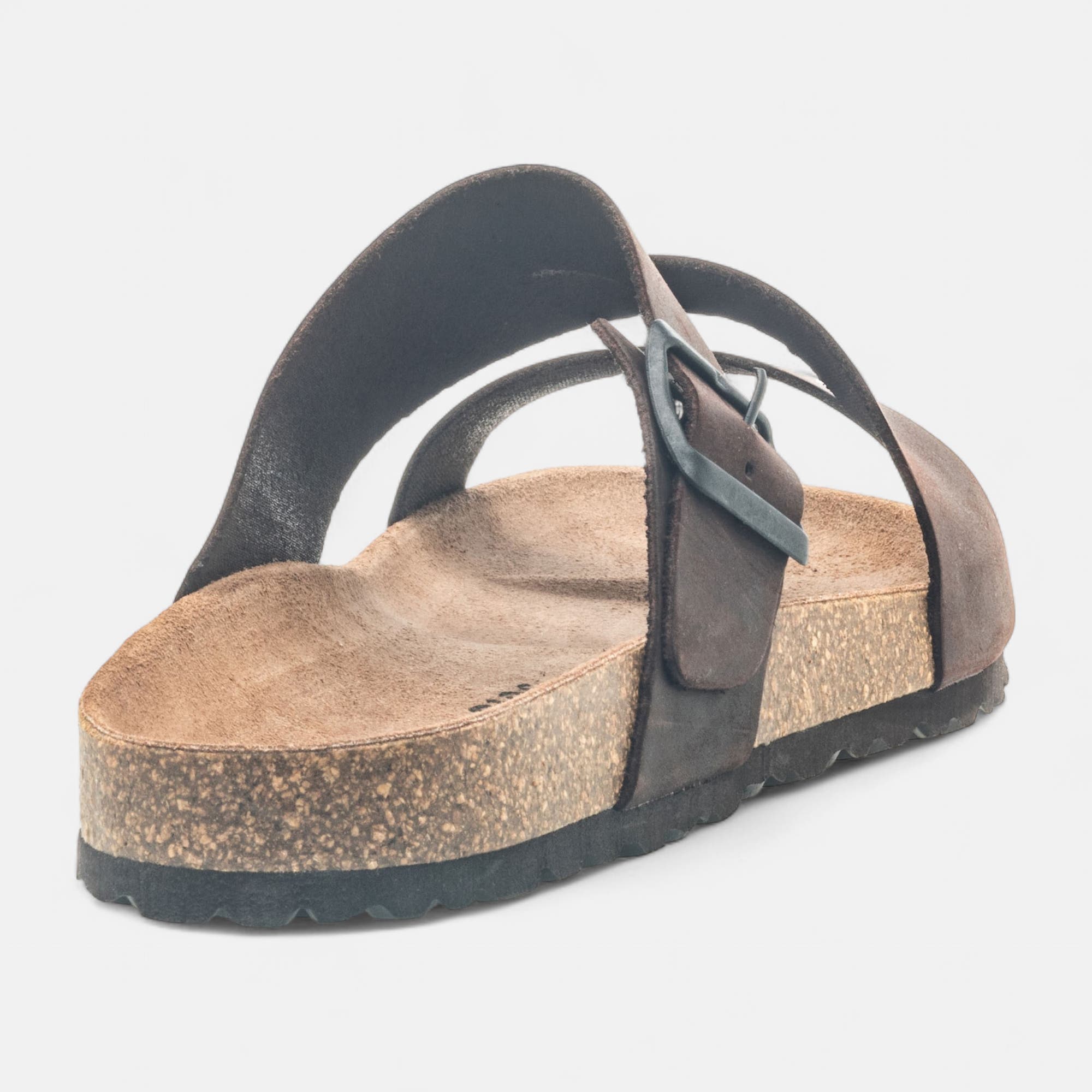 Mules semelle liège Homme en cuir marron