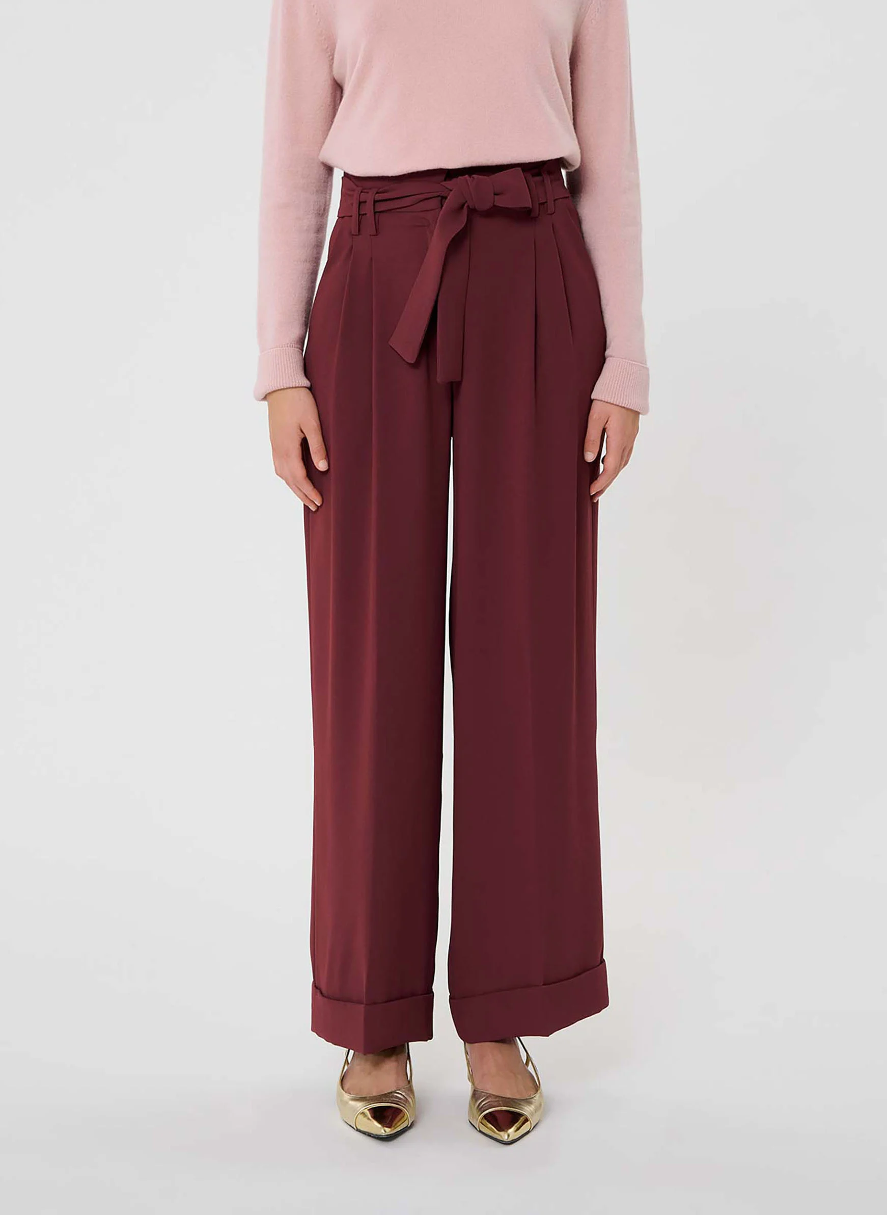 PIA - Pantalon large taille haute | Rouge