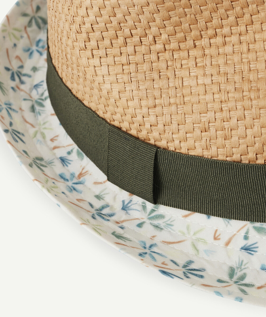 LE CHAPEAU EN PAILLE ET KAKI AVEC BORD IMPRIMÉ