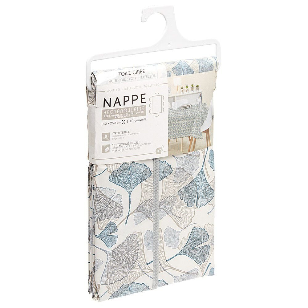 Toile cirée rectangulaire imprimée fleur pvc bleu et blanc