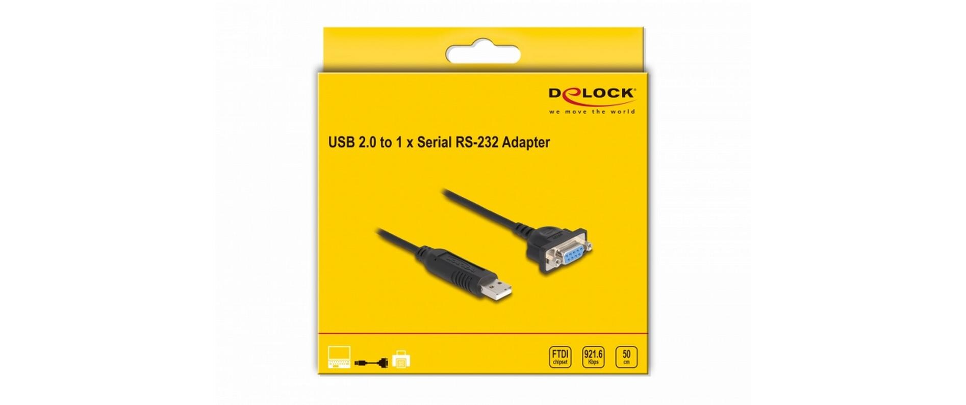 Serial-Adapter USB-A – RS-232 D-Sub 9 Pin mit Muttern -USB-A zu Seriell RS-232