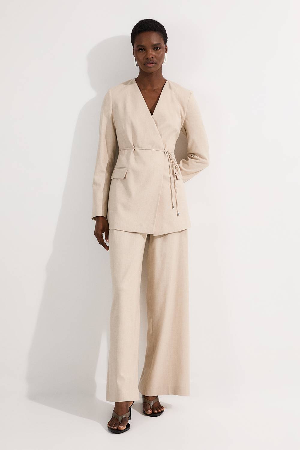 KarenMillen Blazer cintré marl à nouer à la taille