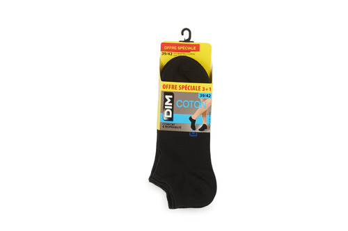 DIM - SOCQUETTE COTON X4 - Noir