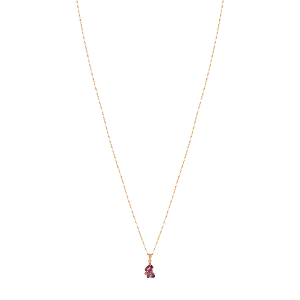 Collier or 375 rose pierres fines et diamant 45 cm