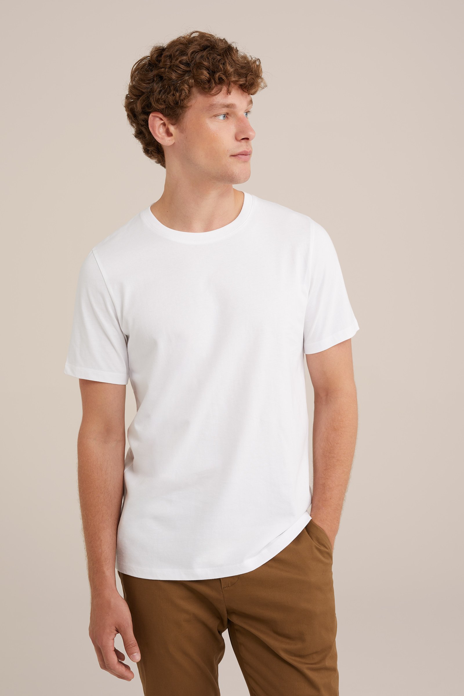 T-shirt van 100% katoen WE Fashion Wit