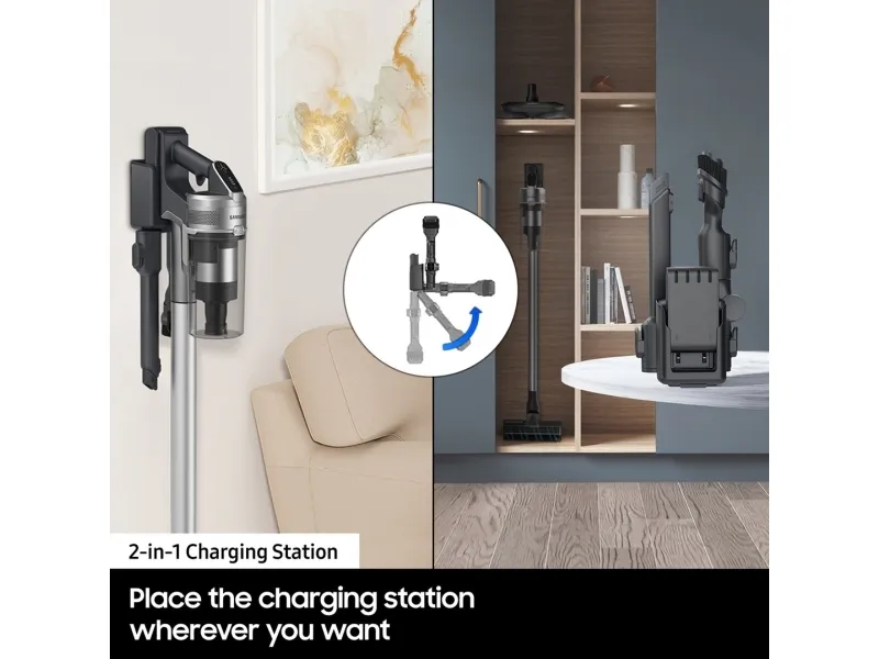 Samsung VS15A60AGR5, 2-i-1 stangstøvsuger, Poseløs, Sølv, Polen, Dry, HEPA
