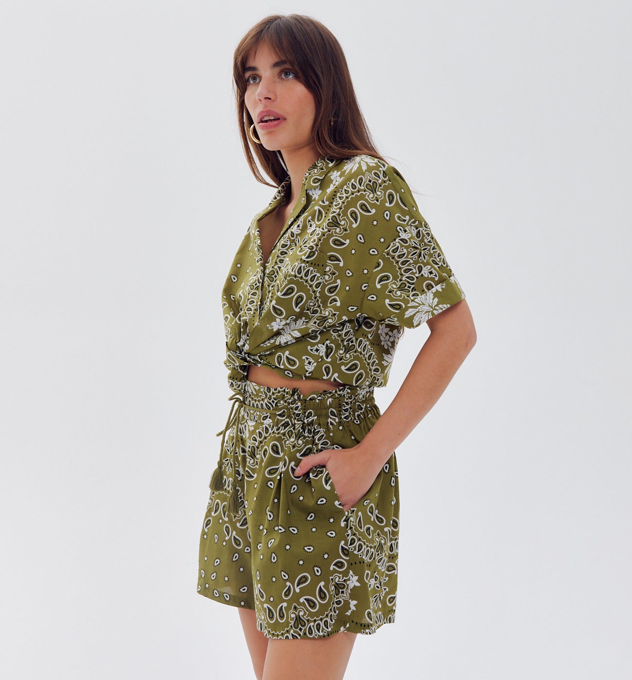 Short motif bandana Femme - Imprimé kaki
