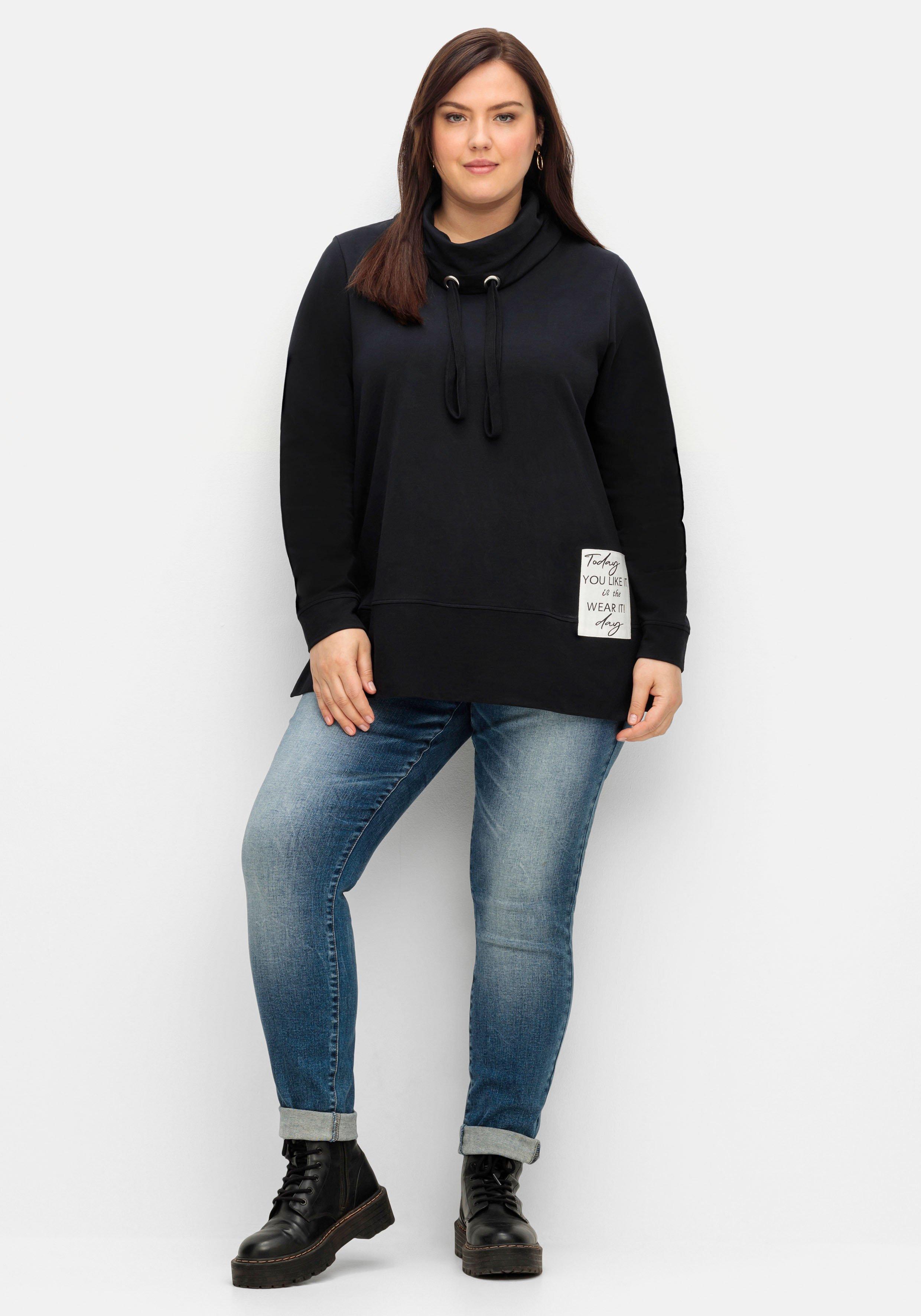 Sweatshirt mit Stehkragen und Applikation seitlich