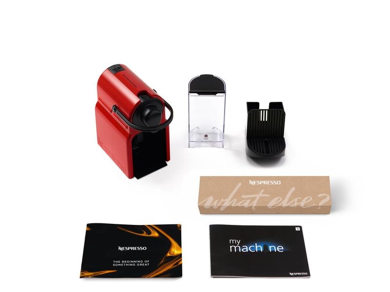 Krups Kaffeemaschine Nespresso Inissia XN1005 Rot Kompakte Kapselmaschine der Original Line mit einfacher Zwei-Tasten-Bedienung