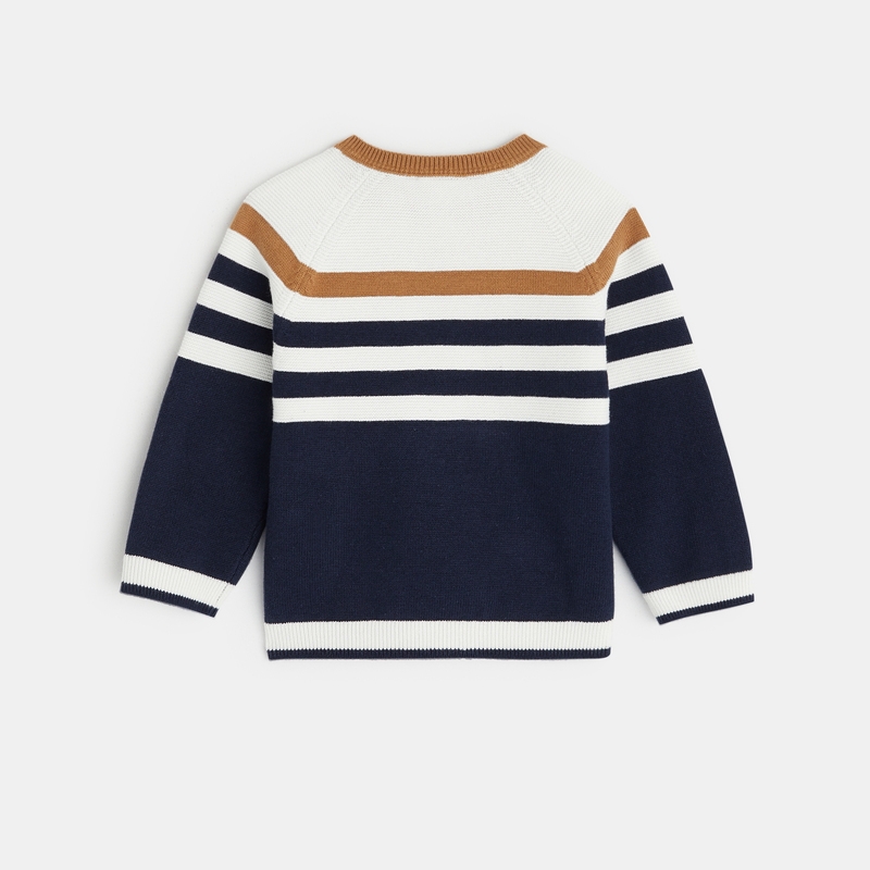 Pull tricot maille rayée bleu bébé garçon