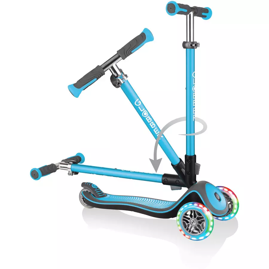 GLOBBER Scooter ELITE DELUXE LIGHTS mit Leuchtrollen, sky blau