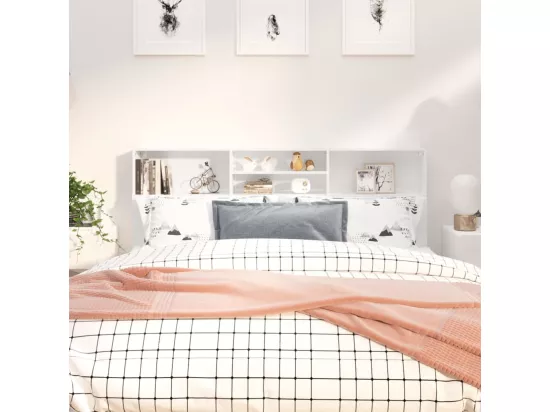 Armoire de tête de lit Blanc brillant 180x19x103,5 cm