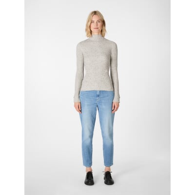 Damen-Strickshirt meliert, Hellgrau
