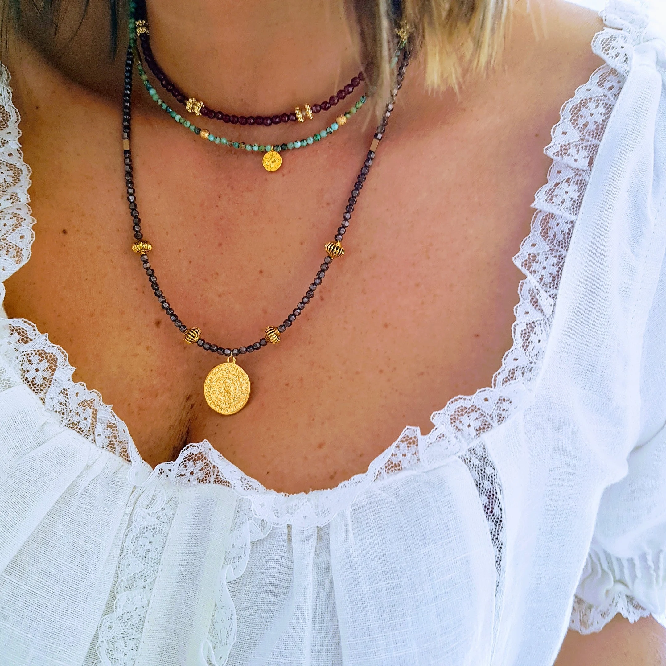 PAOLA - Collier grenat | Bleu