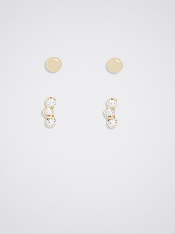 Conjunto de brincos de cristal - Dourado