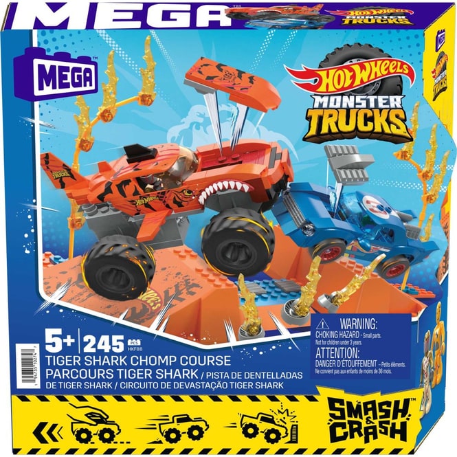 Hot Wheels - Mega - Monster Trucks - Tiger Shark Crash Wettkampf