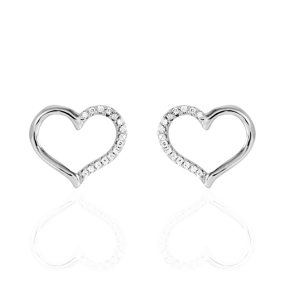 Boucles D'oreilles Puces Salona Argent Blanc Oxyde De Zirconium
