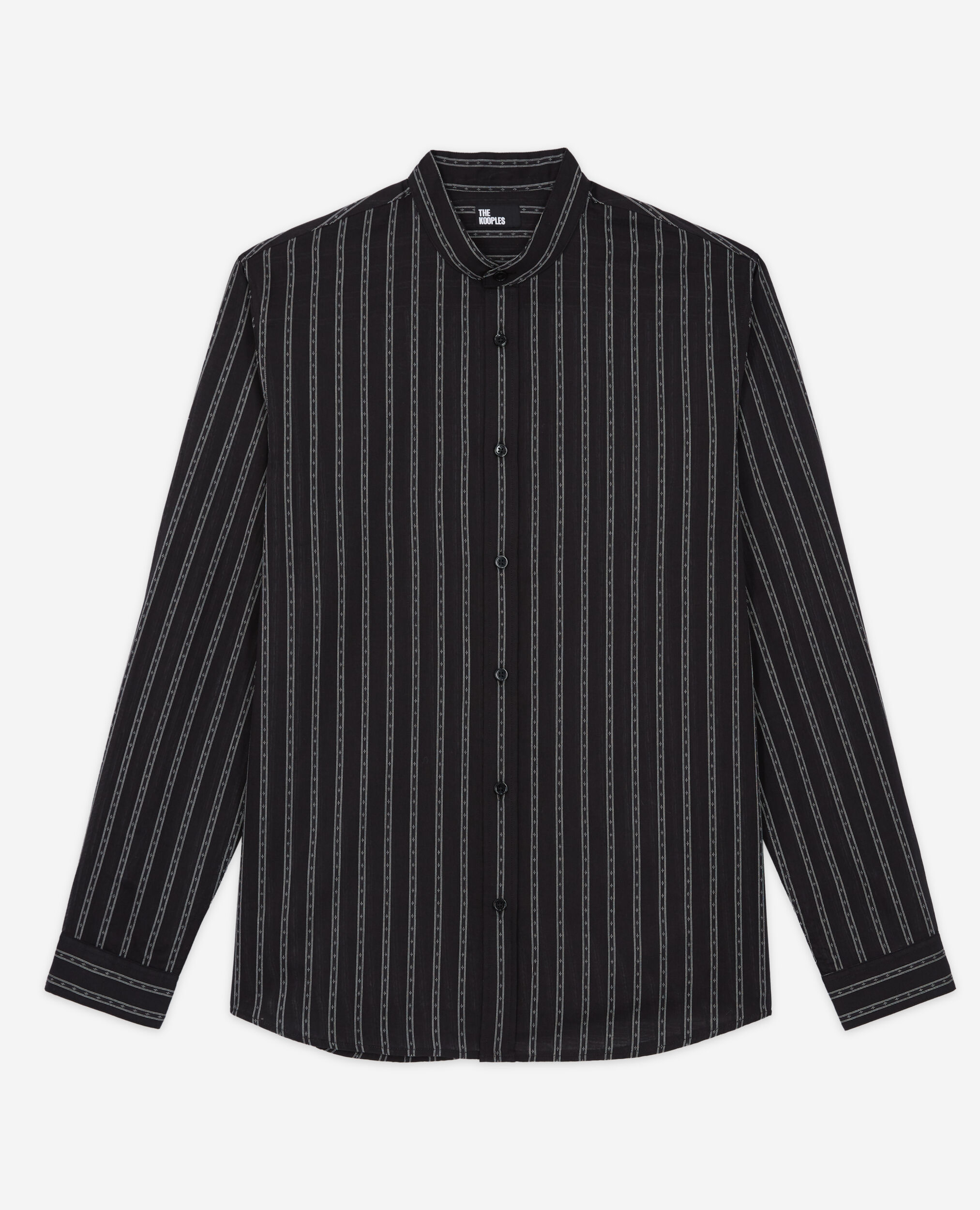 Chemise col officier à rayures noires