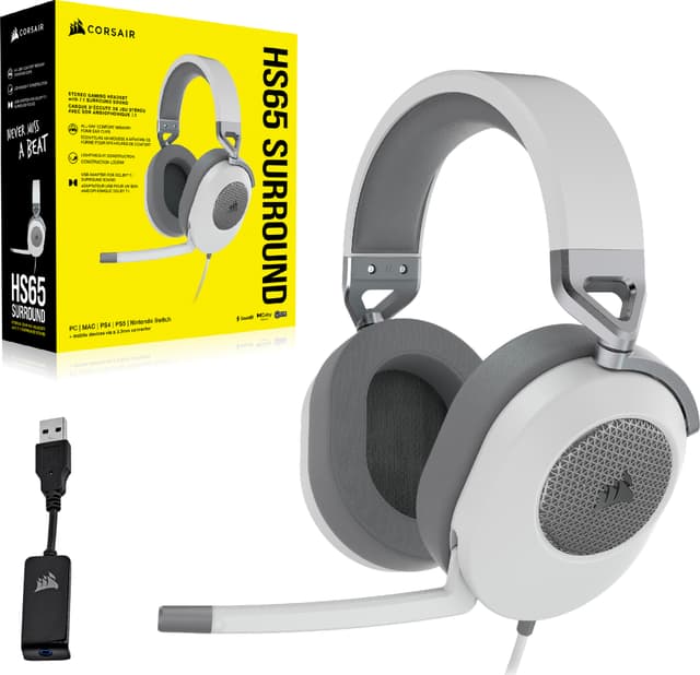 Corsair HS65 surround gaming headset (hvid)