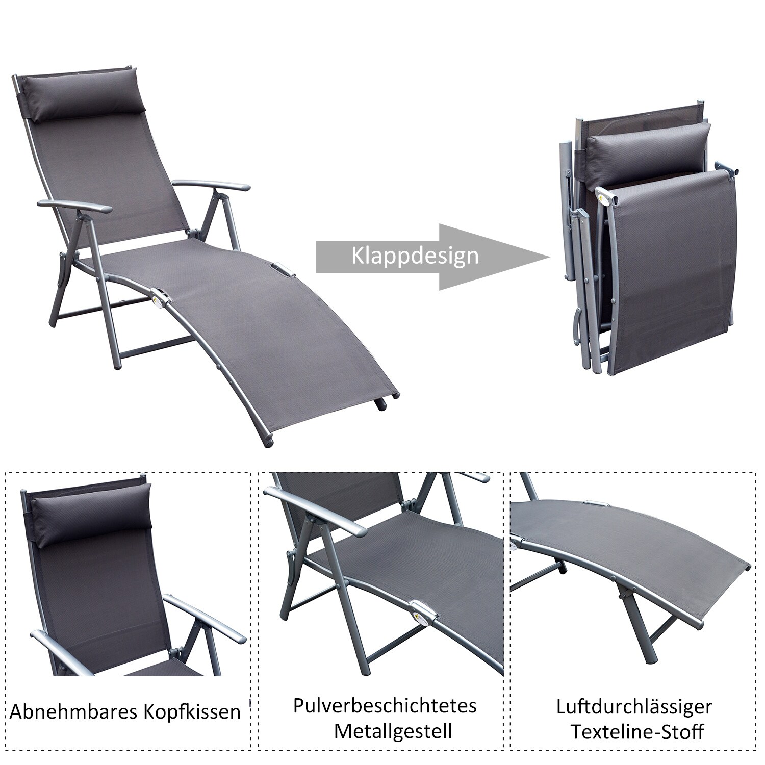 Outsunny Gartenliege mit Kissen
