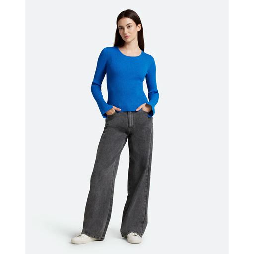 Moves Twisti O-neck Strikbluse, Skydiver, XL