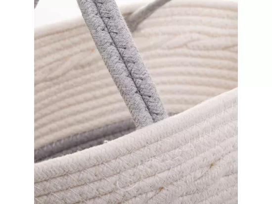 Panier blanc en corde tressée 40x30x18h
