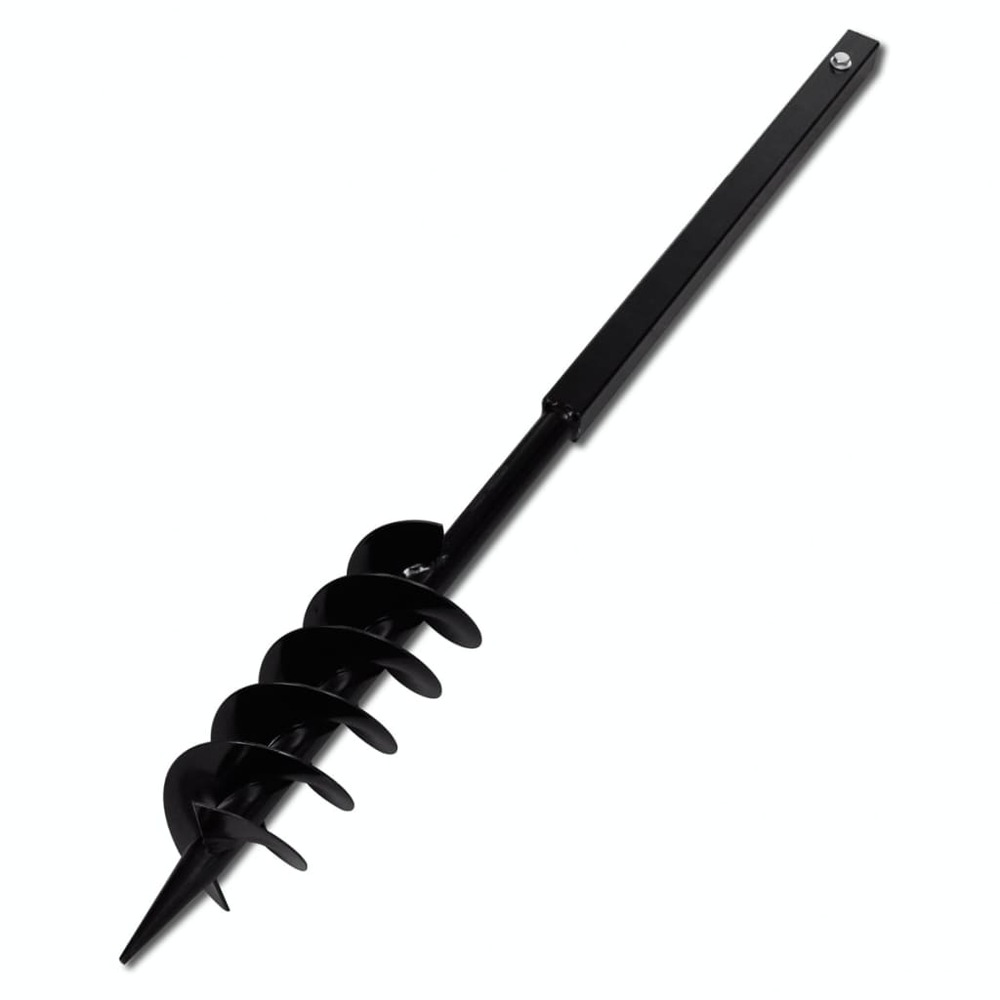 Tarière de sol avec mèche de tarière spirales 100 mm acier noir