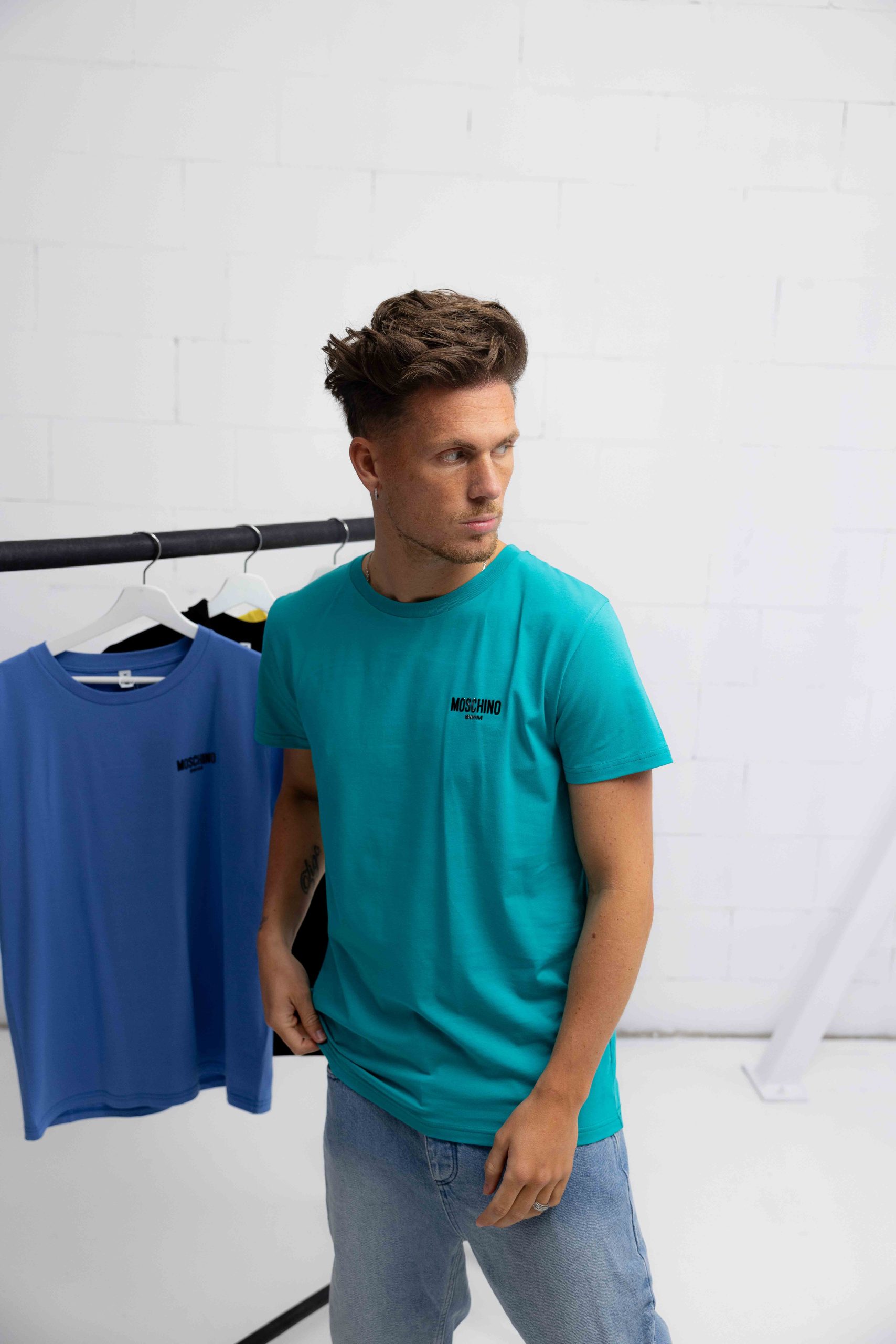 Moschino Swim T-Shirt Heren Turquoise
