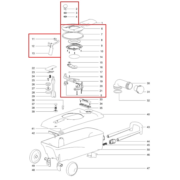 Mécanisme d'ouverture pour Cassette C400/C500 Droite