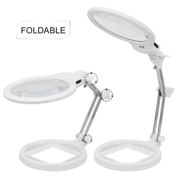 Sammenleggbar stor forstørrelsesglass med LED-lampe 2,5 x 130mm