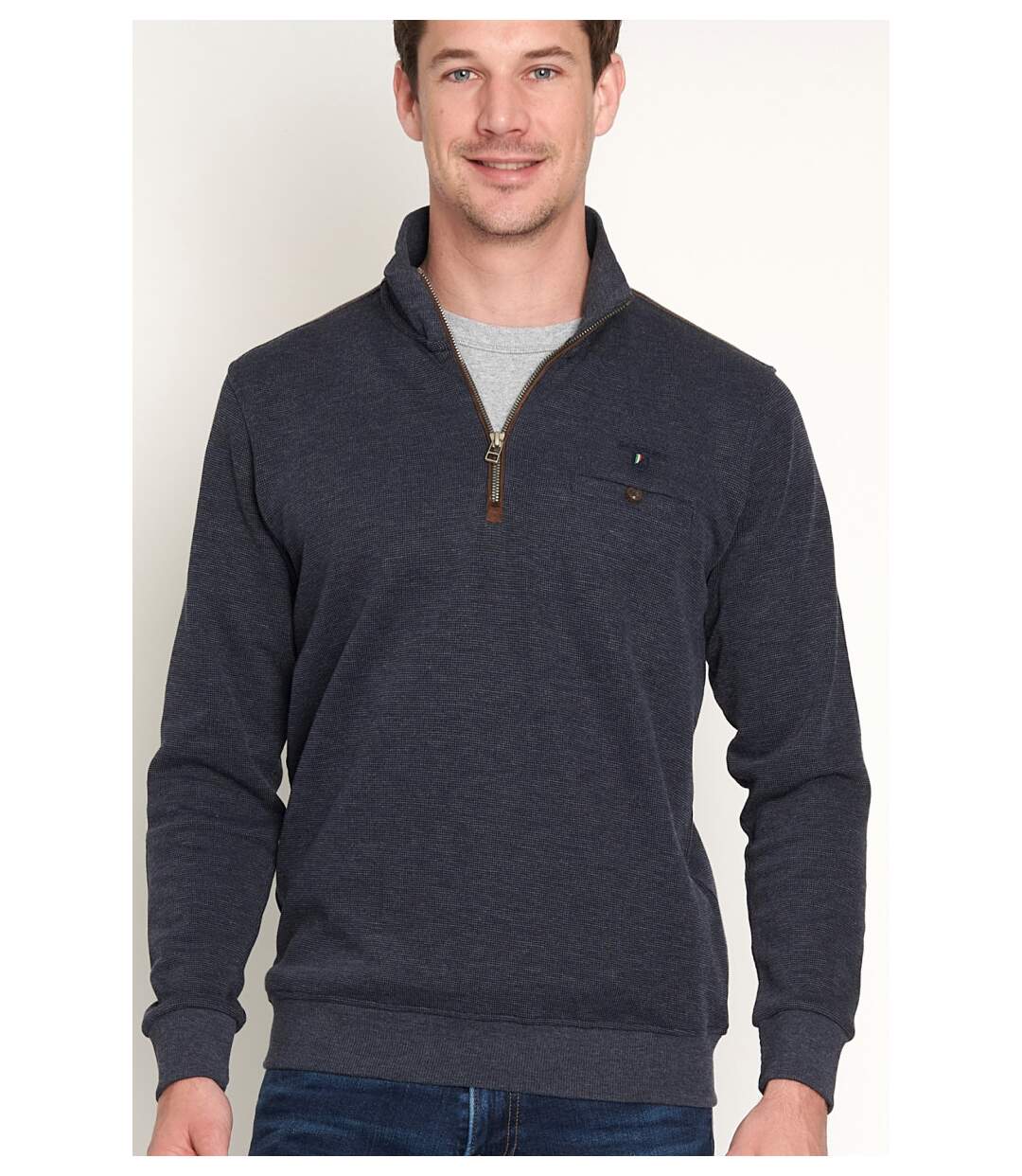 Polo sweat demi zip