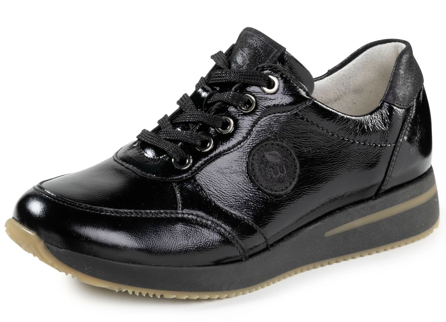 Schnür-Sneaker aus genarbtem Nappaleder