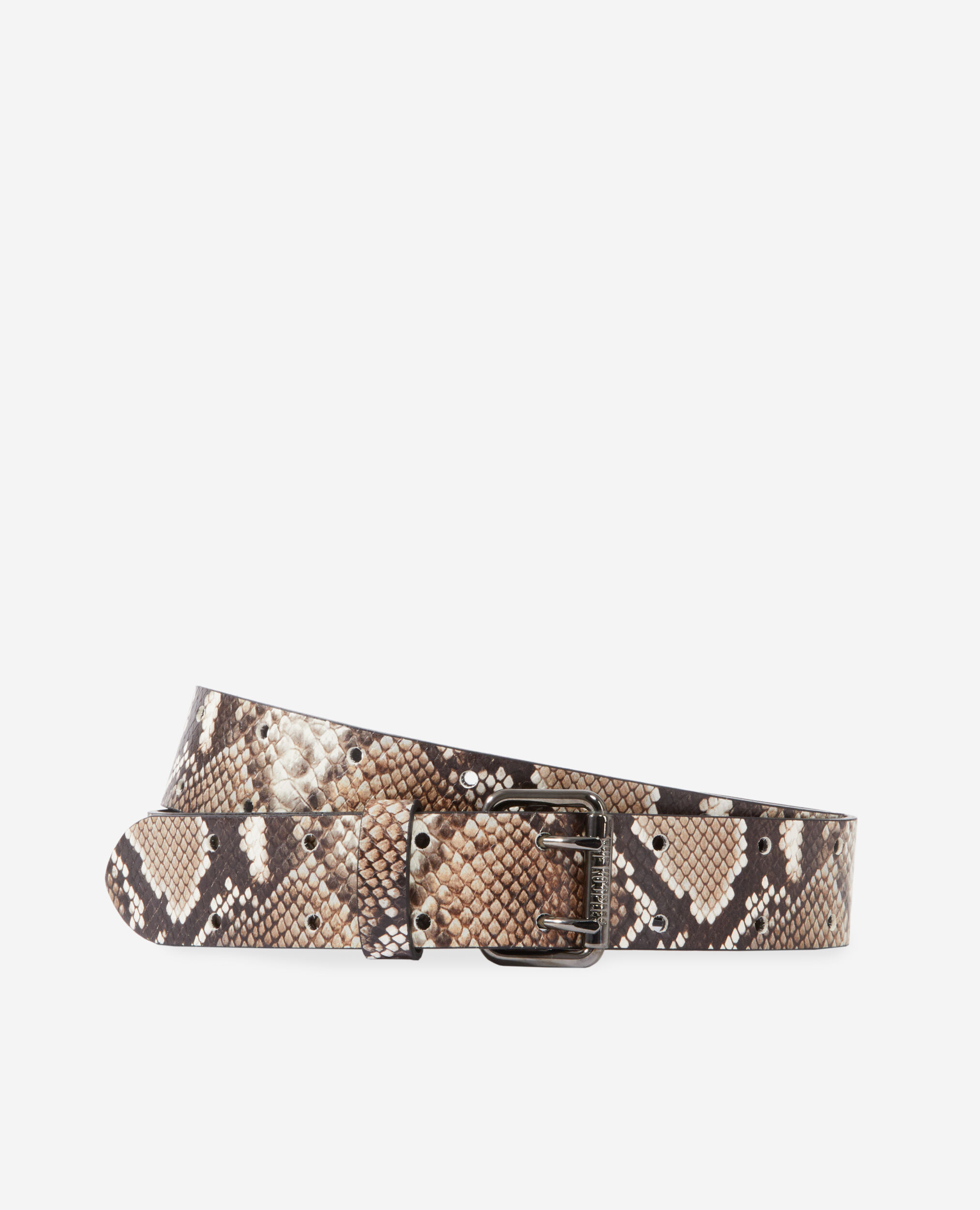 Ceinture python en cuir avec boucle carrée