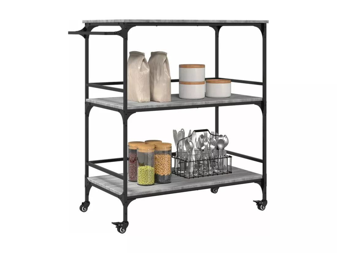 Chariot de cuisine sonoma gris 100,5x50x105cm bois d'ingénierie