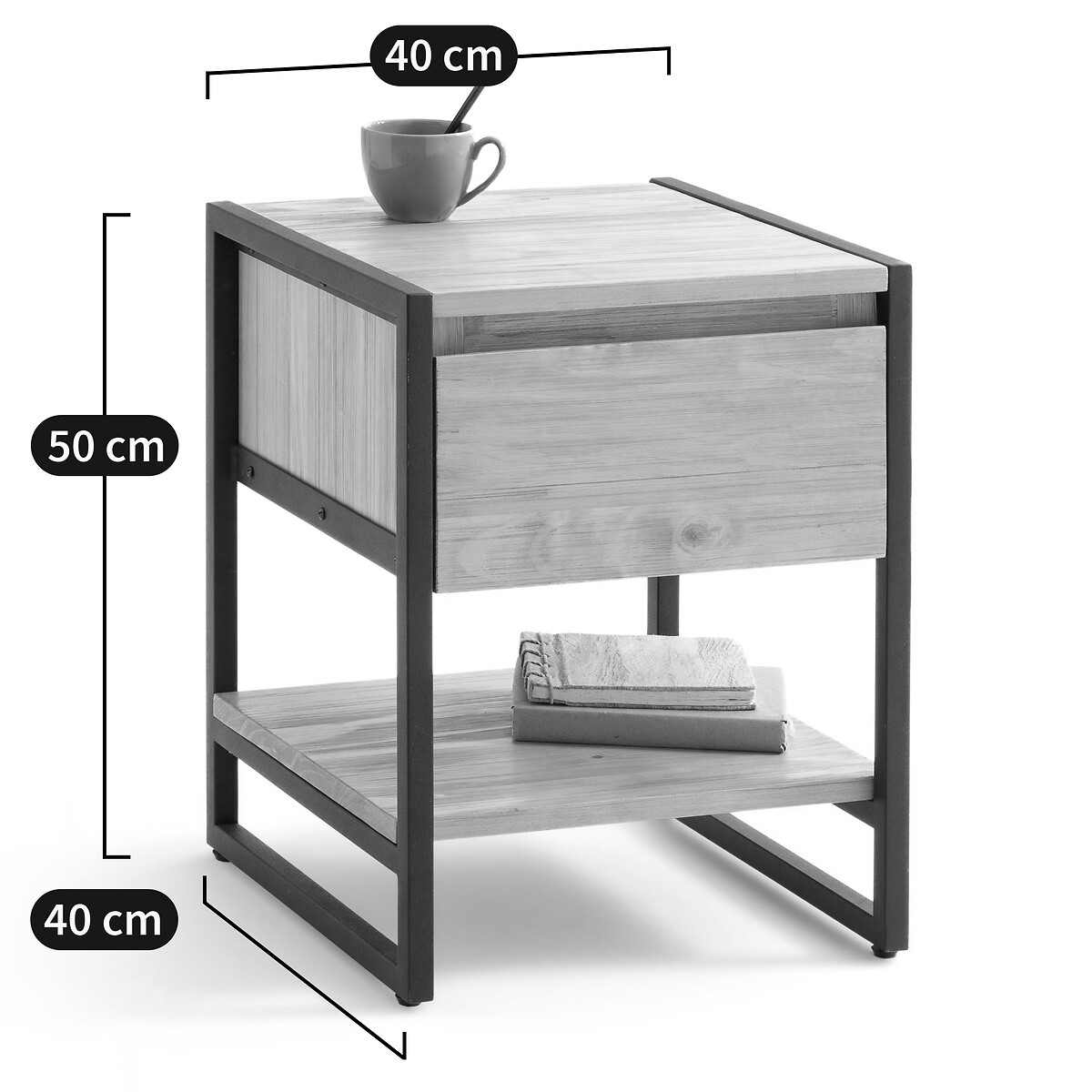 LA REDOUTE INTERIEURS<br>Mesinha de cabeceira com 1 gaveta, Hiba