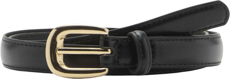 MANGO Buckle skinny belt Black