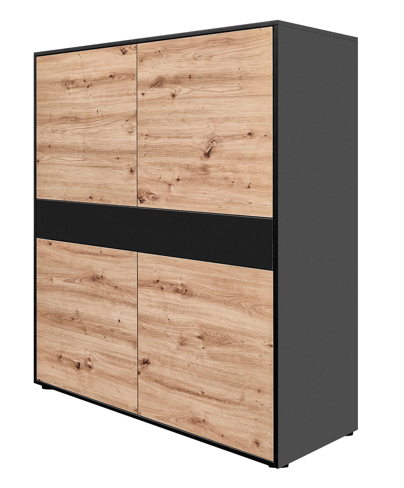 Highboard JOHN 120 x 120 cm Schwarz/ Eiche Artisan Oak